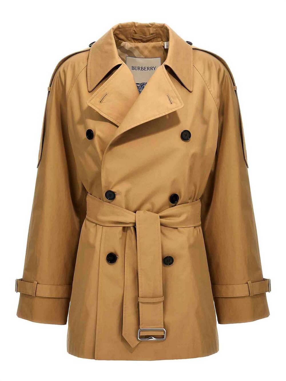NEW BURBERRY short belted trench coat in flax - Picture 6 of 8